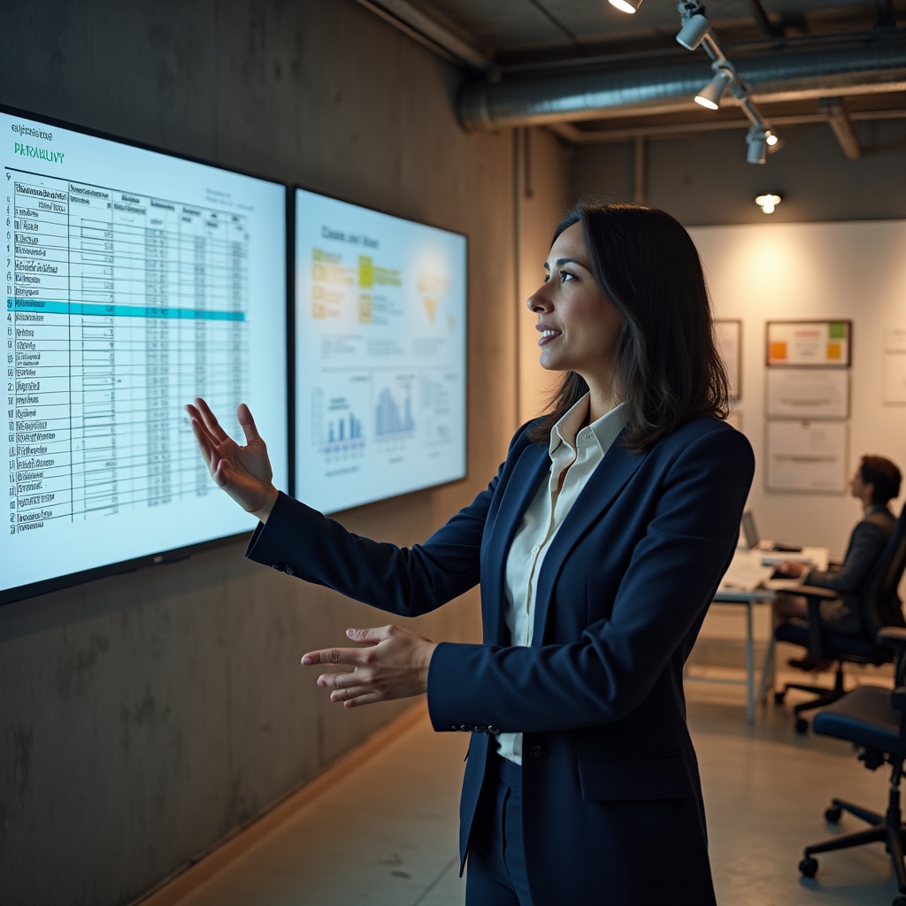 Professional instructor demonstrating real estate data analysis techniques on computer screen